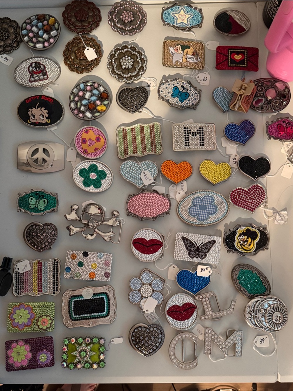 Assorted Swarovski and acrylic and Belt Buckle - Multicolor